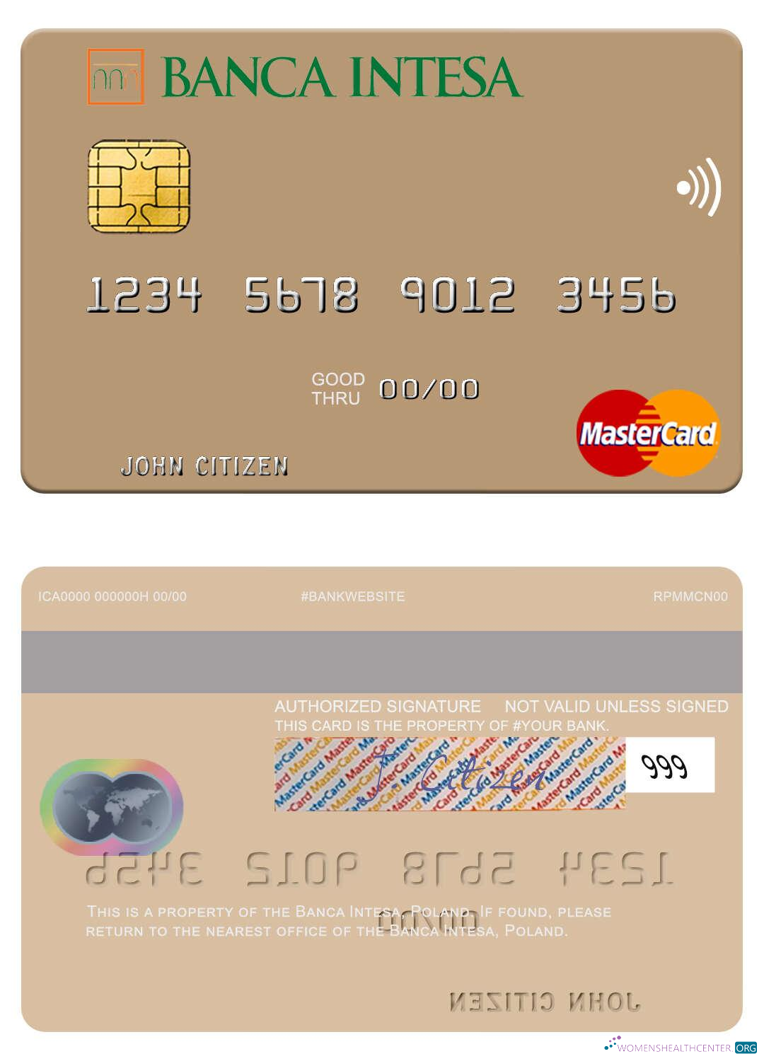 Download Poland Banca Intesa mastercard Photoshop template
